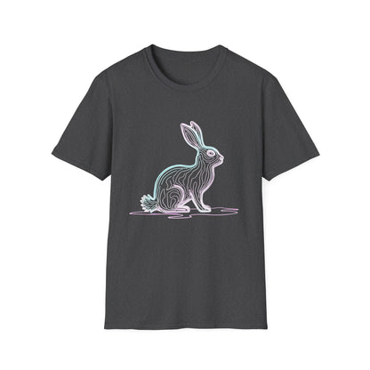Neon Line Art Hare T-Shirt — Pastel Rabbit Graphic Tee