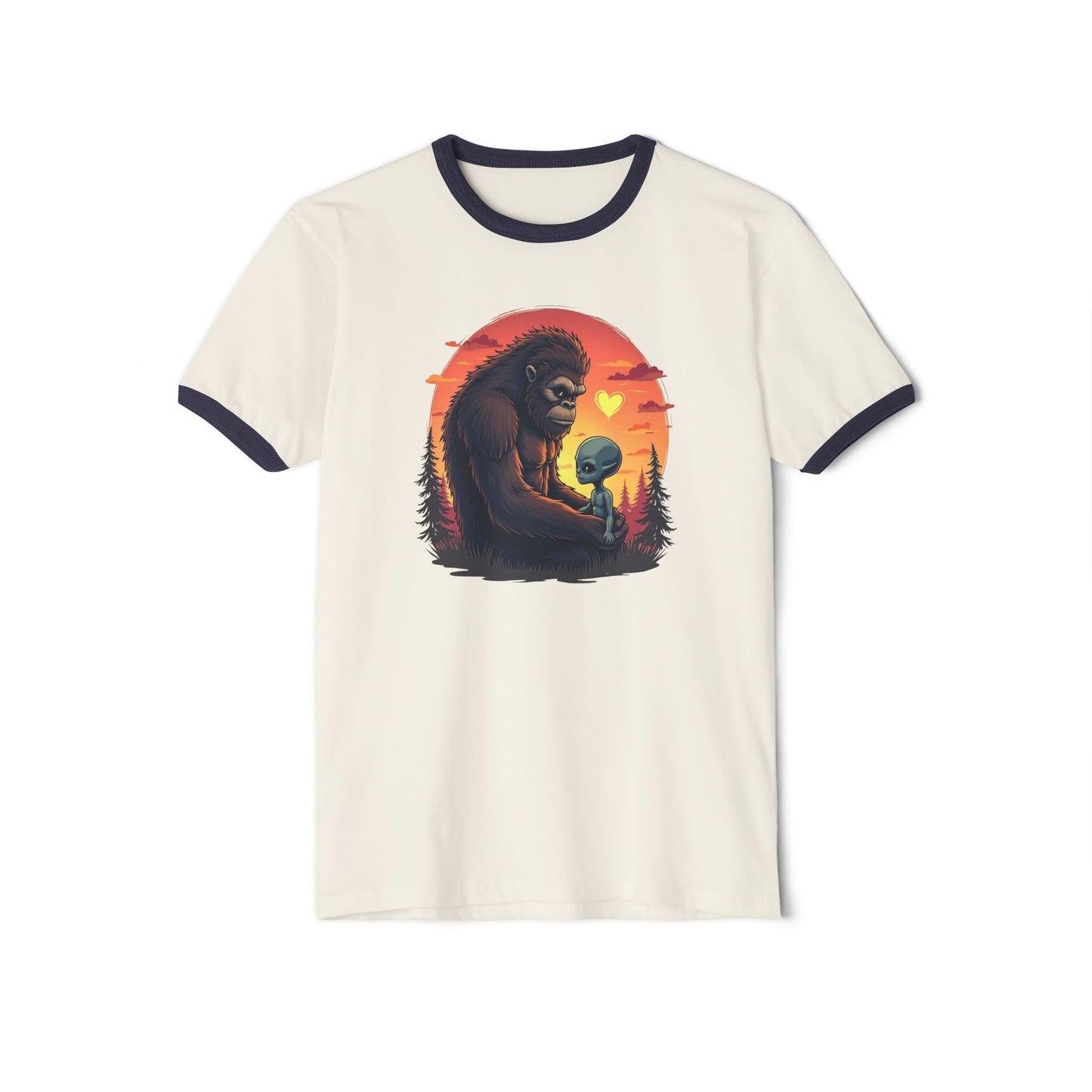 Bigfoot & Alien Sunset Ringer Tee