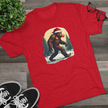 Christmas Bigfoot T-Shirt – Santa Hat Sasquatch Holiday Tee