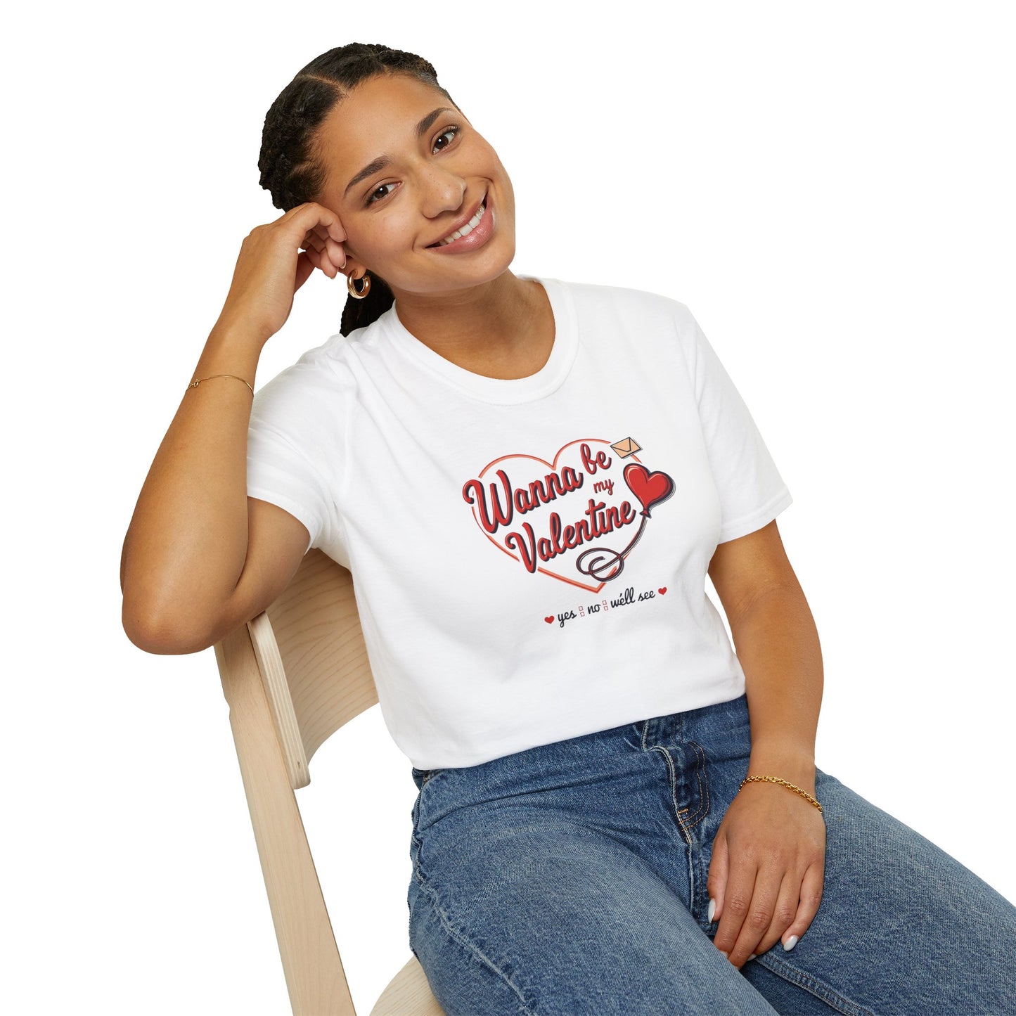 Valentine "Wanna Be My Valentine" T-Shirt - Cute Heart & Love Letter Tee