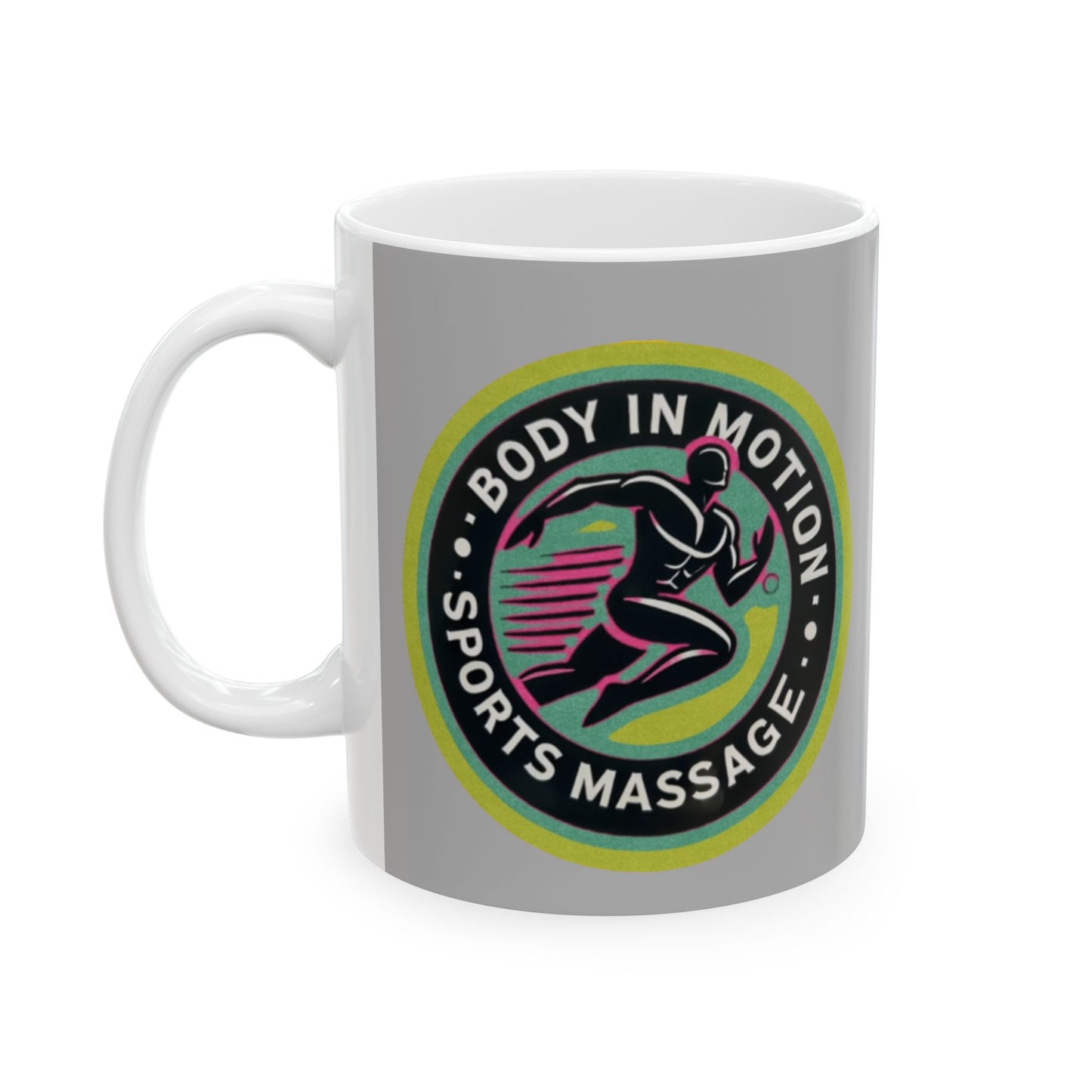 Sports Massage Mug — "Body in Motion" Ceramic Coffee Cup (11oz, 15oz)