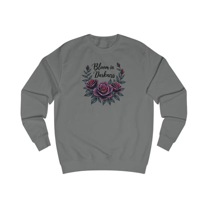 Bloom in Darkness Sweatshirt — Gothic Floral Rose Crewneck