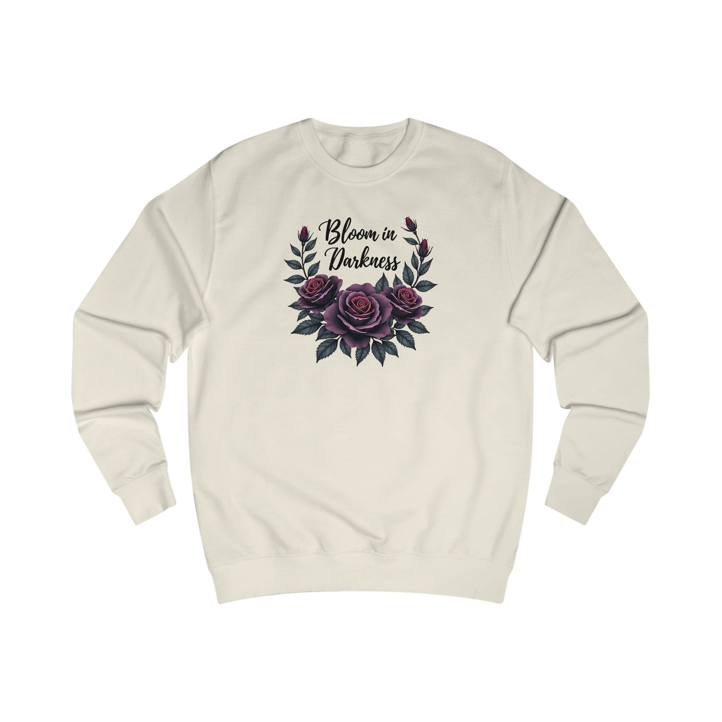 Bloom in Darkness Sweatshirt — Gothic Floral Rose Crewneck