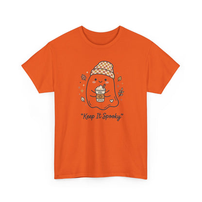 Keep It Spooky Ghost Tee — Cute Fall Halloween Shirt with Pumpkin Latte
