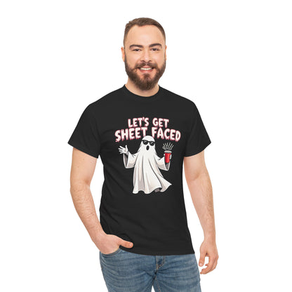 Let's Get Sheet Faced Ghost T‑Shirt — Funny Halloween Party Tee
