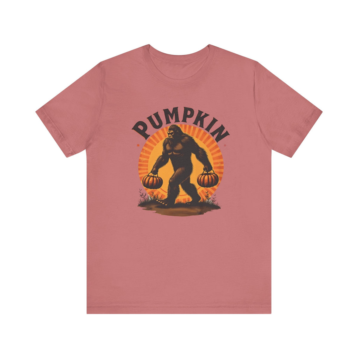 Pumpkin Bigfoot T-Shirt – Unisex Harvest Tee for Fall, Halloween, Autumn Celebrations, Gift for Nature Lovers, Casual Wear