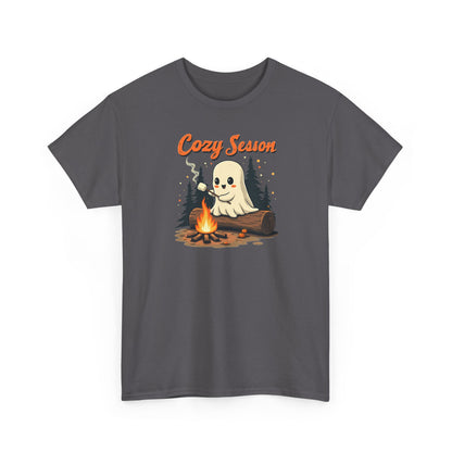 Cozy Season Tee — Cute Ghost Campfire Halloween T-Shirt