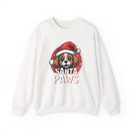 Christmas Dog Sweatshirt — "Santa Paws" Cute Puppy Holiday Crewneck