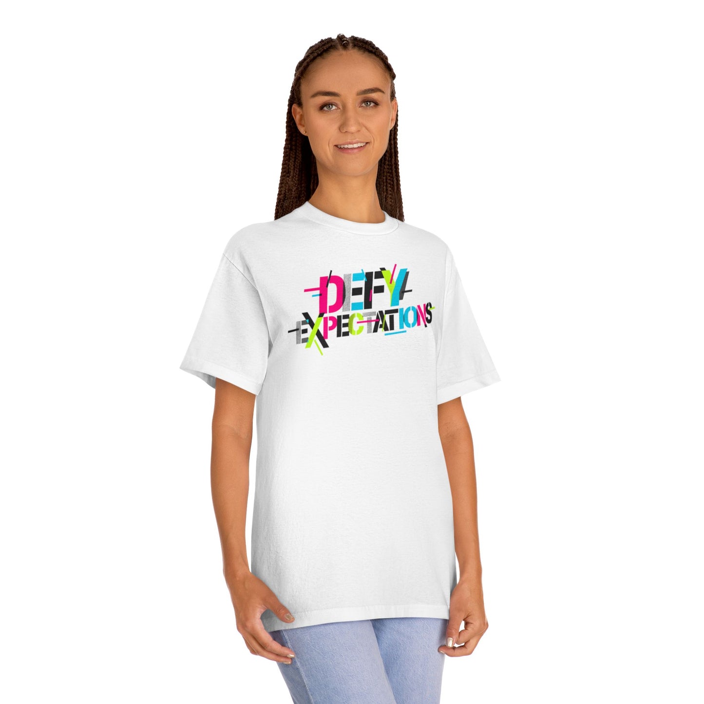 Defy Expectations Tee — Bold Retro Graphic T-Shirt