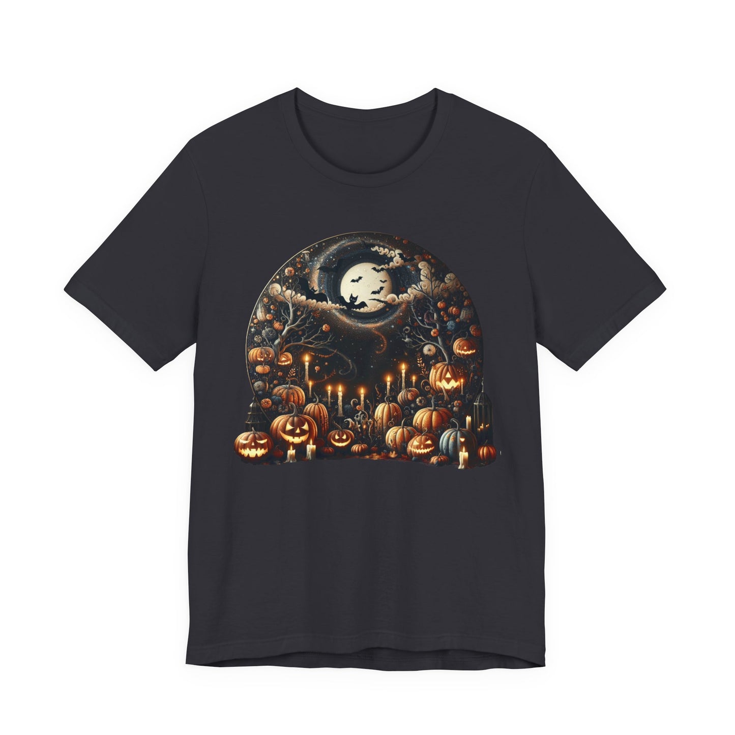 Halloween Pumpkin mural, Short Sleeve Tee, Spooky Tee, Unisex Halloween Shirt, Autumn T-shirt, Harvest Festival Shirt, Trick or Treat Shirt, [...]