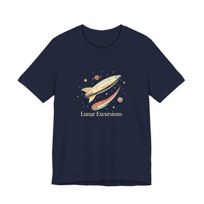 Lunar Excursion Rocket T‑Shirt — Retro Space Graphic Tee