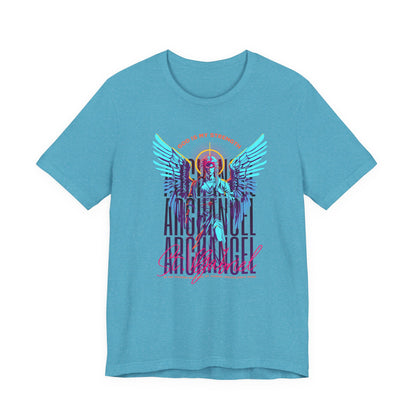 St. Gabriel Angel Tee — "God Is My Strength" Neon Graphic T-Shirt