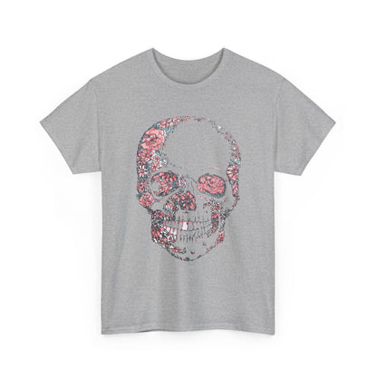 Sketched Floral Skull Tee — Vintage Gothic Skull T-Shirt