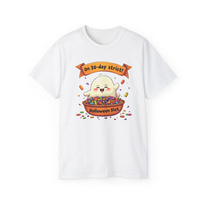 Funny Halloween Diet, Unisex Tee, Cute Ghost Humor Shirt, Gift for Halloween Lovers, Halloween Diet T-Shirt, Spooky Season Apparel