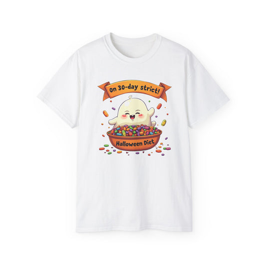 Funny Halloween Diet, Unisex Tee, Cute Ghost Humor Shirt, Gift for Halloween Lovers, Halloween Diet T-Shirt, Spooky Season Apparel