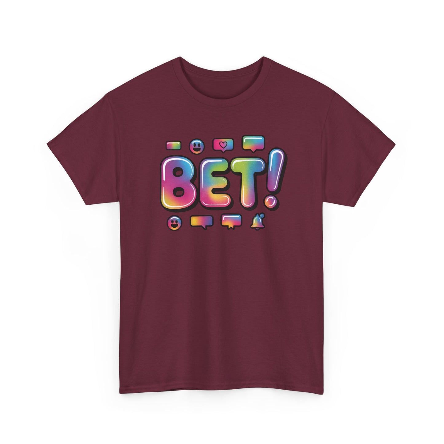 Bet! Colorful Speech Bubble Graphic Tee — Casual Youth Streetwear T-Shirt