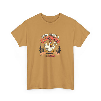 Funny Chicken Crossing Road, Themed Unisex Heavy Cotton Tee - "Who Needs a Clucking Reason?" - Psychonaut Swag