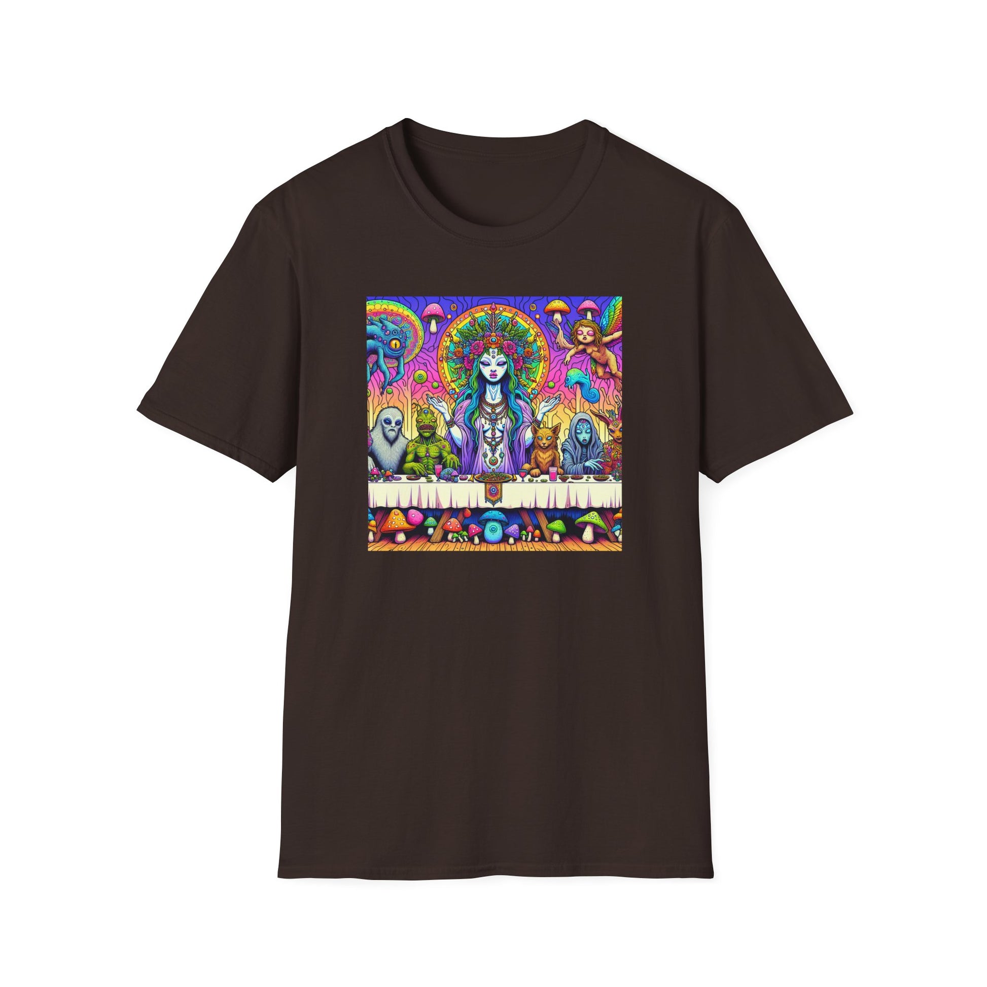Mushroom Last Supper, Unisex Softstyle T-Shirt - Psychonaut Swag