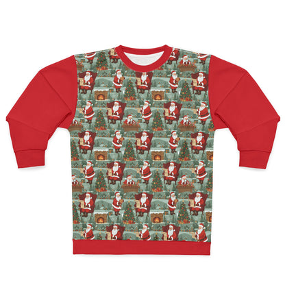 Ugly Santa Pattern Sweatshirt — Vintage Christmas All-Over Print