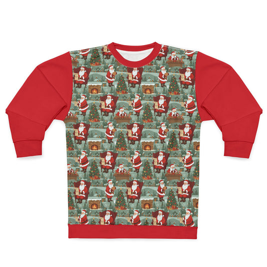 Ugly Santa Pattern Sweatshirt — Vintage Christmas All-Over Print