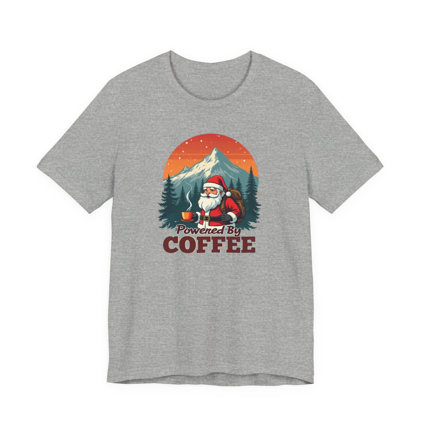 Coffee-Powered Santa T-Shirt — "Powered by Coffee" Holiday Tee