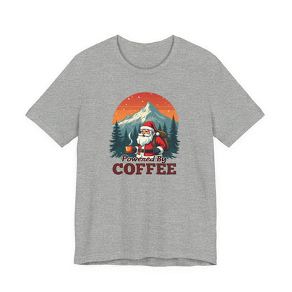 Coffee-Powered Santa T-Shirt — "Powered by Coffee" Holiday Tee