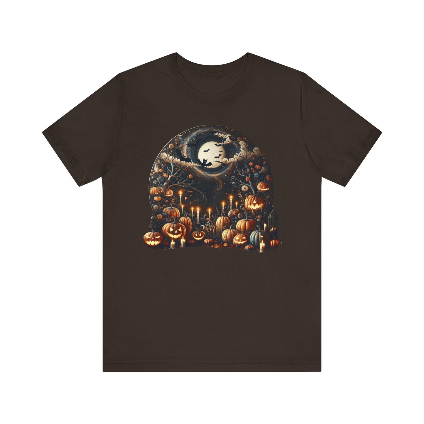 Halloween Pumpkin mural, Short Sleeve Tee, Spooky Tee, Unisex Halloween Shirt, Autumn T-shirt, Harvest Festival Shirt, Trick or Treat Shirt, [...]