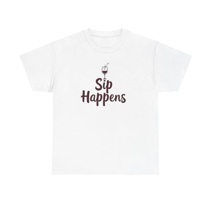 Sip Happens Unisex Heavy Cotton Tee - Funny Graphic Shirt, Casual Wear, Gift for Coffee Lovers, Everyday Comfort, Birthday Party T-Shirt - Psychonaut Swag