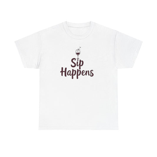 Sip Happens Unisex Heavy Cotton Tee - Funny Graphic Shirt, Casual Wear, Gift for Coffee Lovers, Everyday Comfort, Birthday Party T-Shirt - Psychonaut Swag