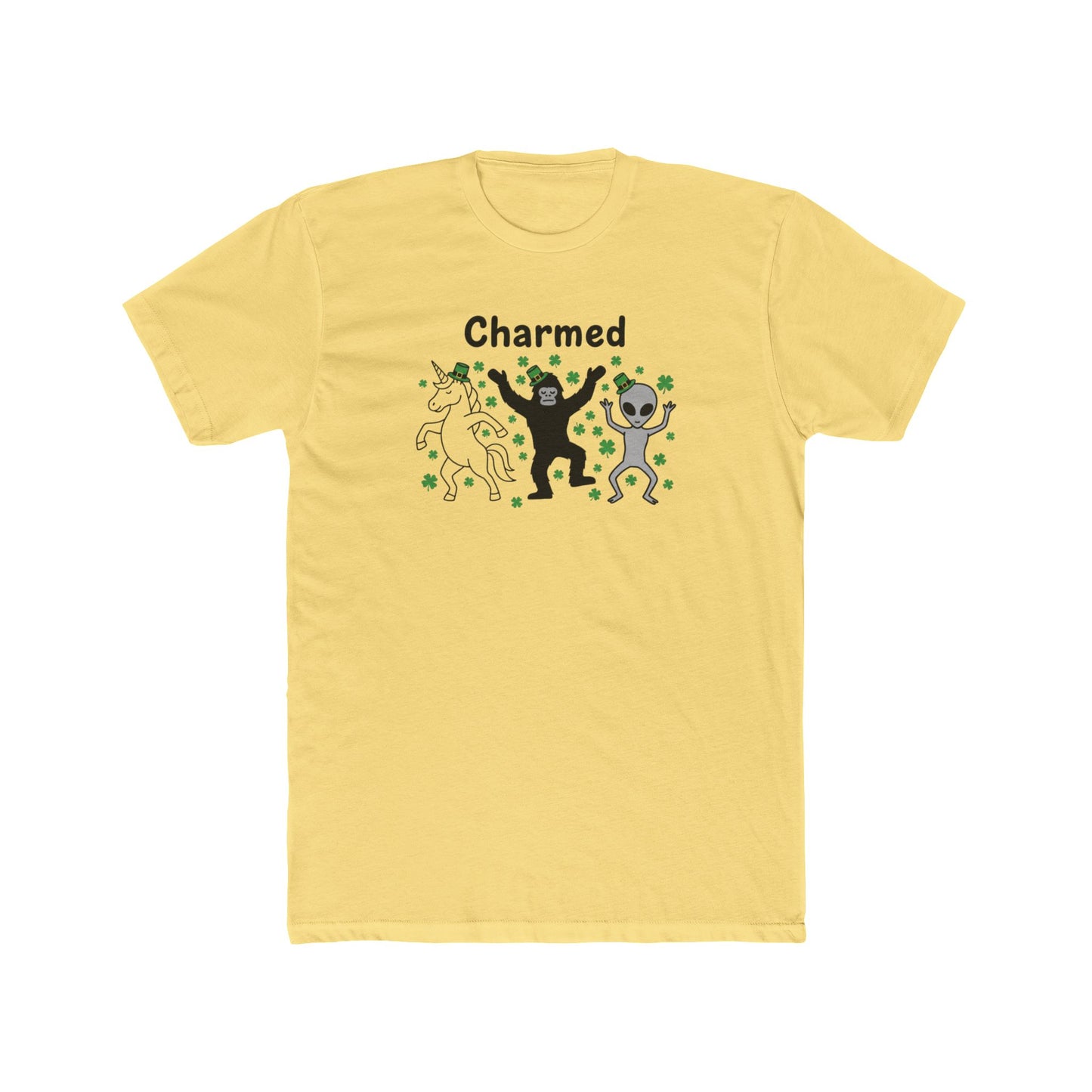 Charmed Unicorn Bigfoot Alien, Unisex Cotton Crew Tee