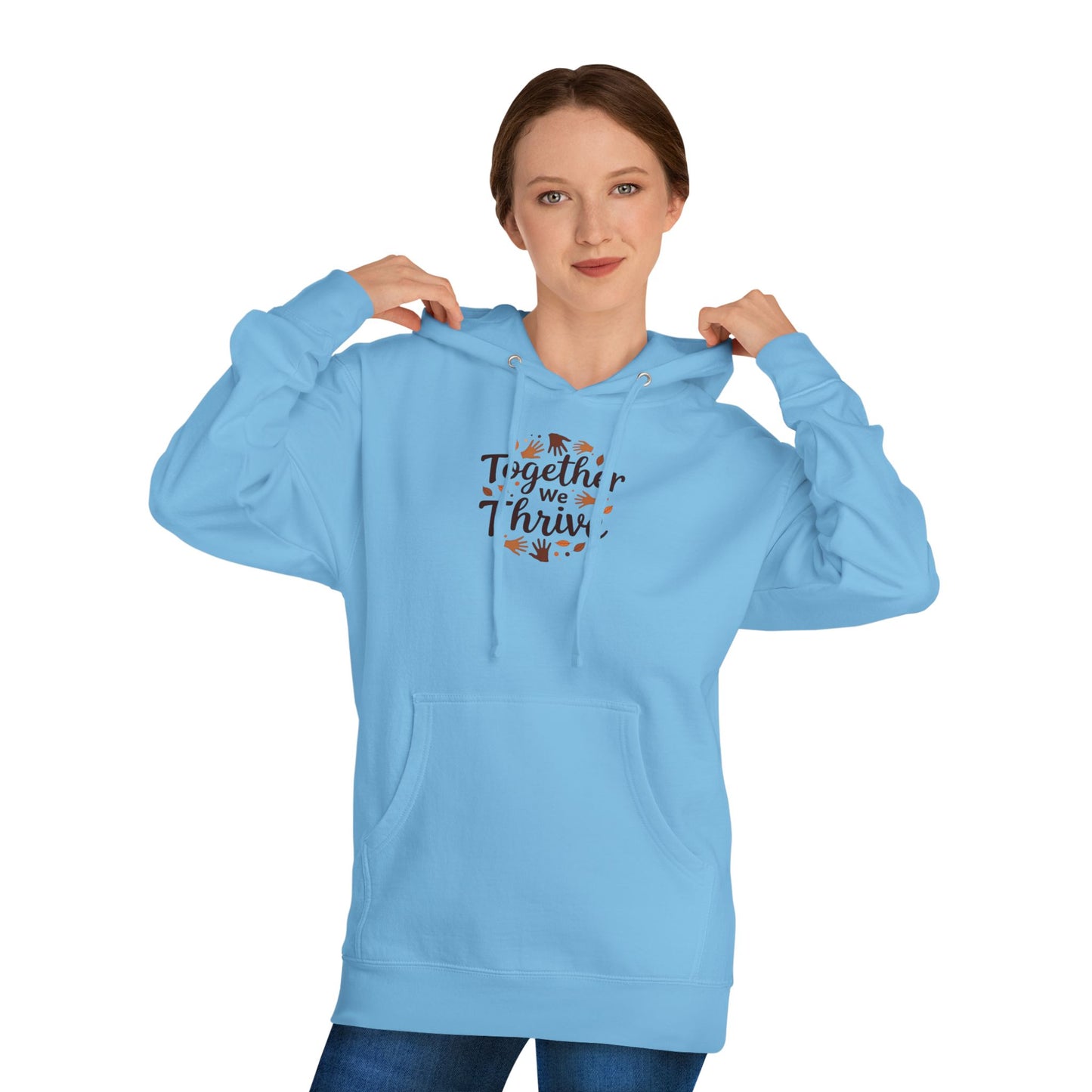 Together We Thrive Hoodie — Inspirational Fall Leaf Crewneck