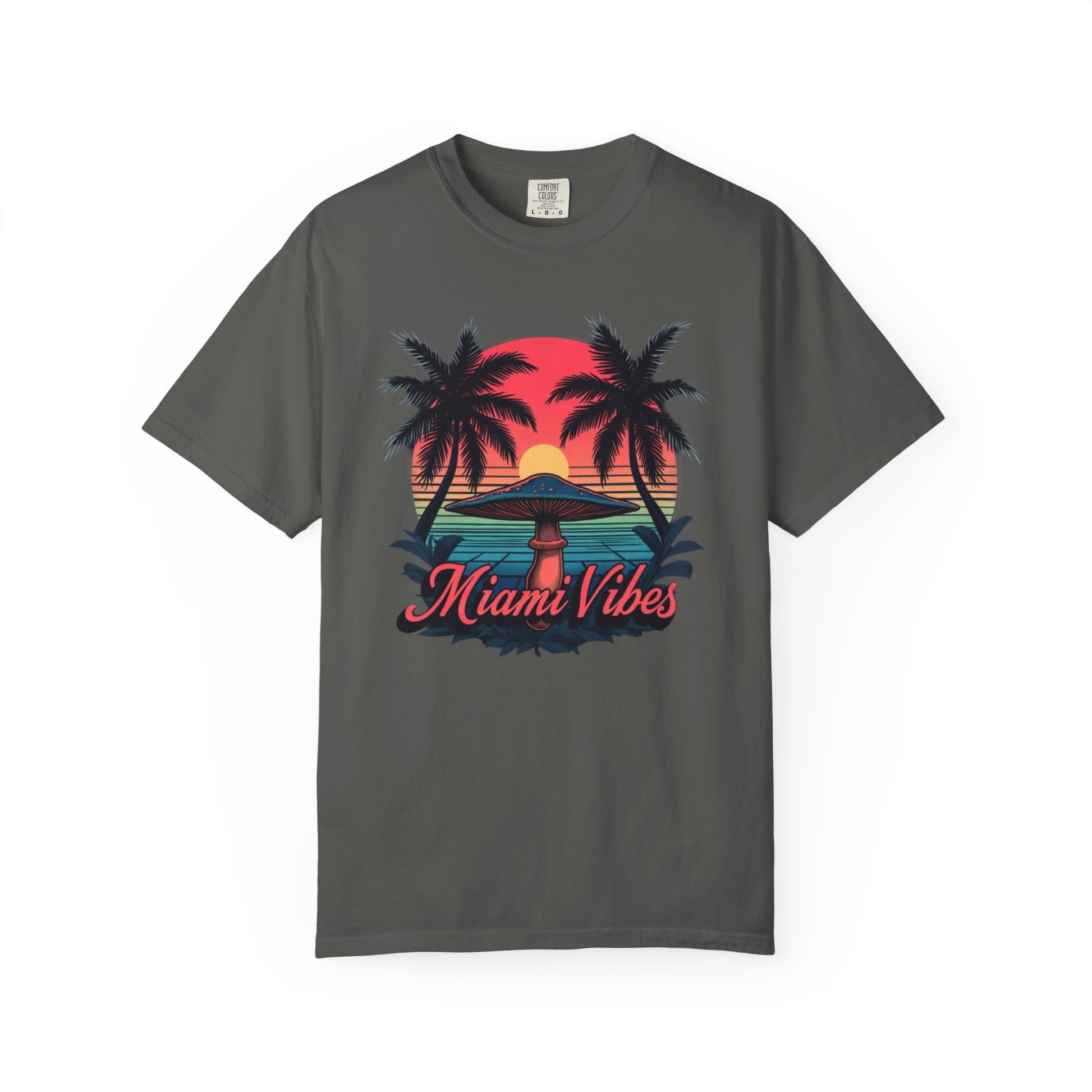 Miami Vibes, T-Shirt with Tropical Vibes Design, Summer Apparel, Beachwear, Gift for Vacation Lovers, Relaxed Style - Psychonaut Swag