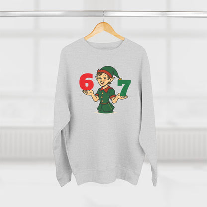 Elf Juggler six-seven  — Cute Holiday Elf Holding 6 & 7 Christmas Crewneck