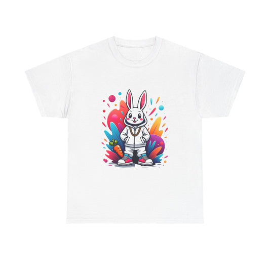 Easter Bunny Graphic Tee — Cute Cartoon Rabbit with Carrot