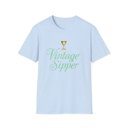 Vintage Sipper Unisex Softstyle T-Shirt, Casual Wear, Gift for Wine Lovers, Bar Night, Vintage Inspired Apparel - Psychonaut Swag