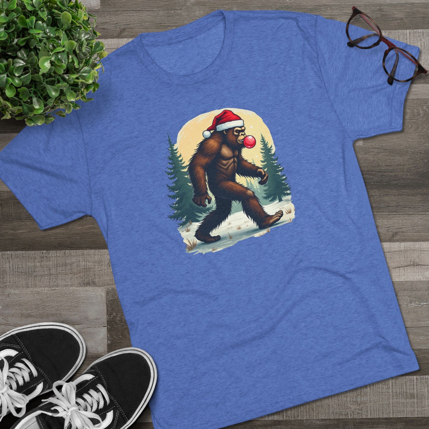 Christmas Bigfoot T-Shirt – Santa Hat Sasquatch Holiday Tee