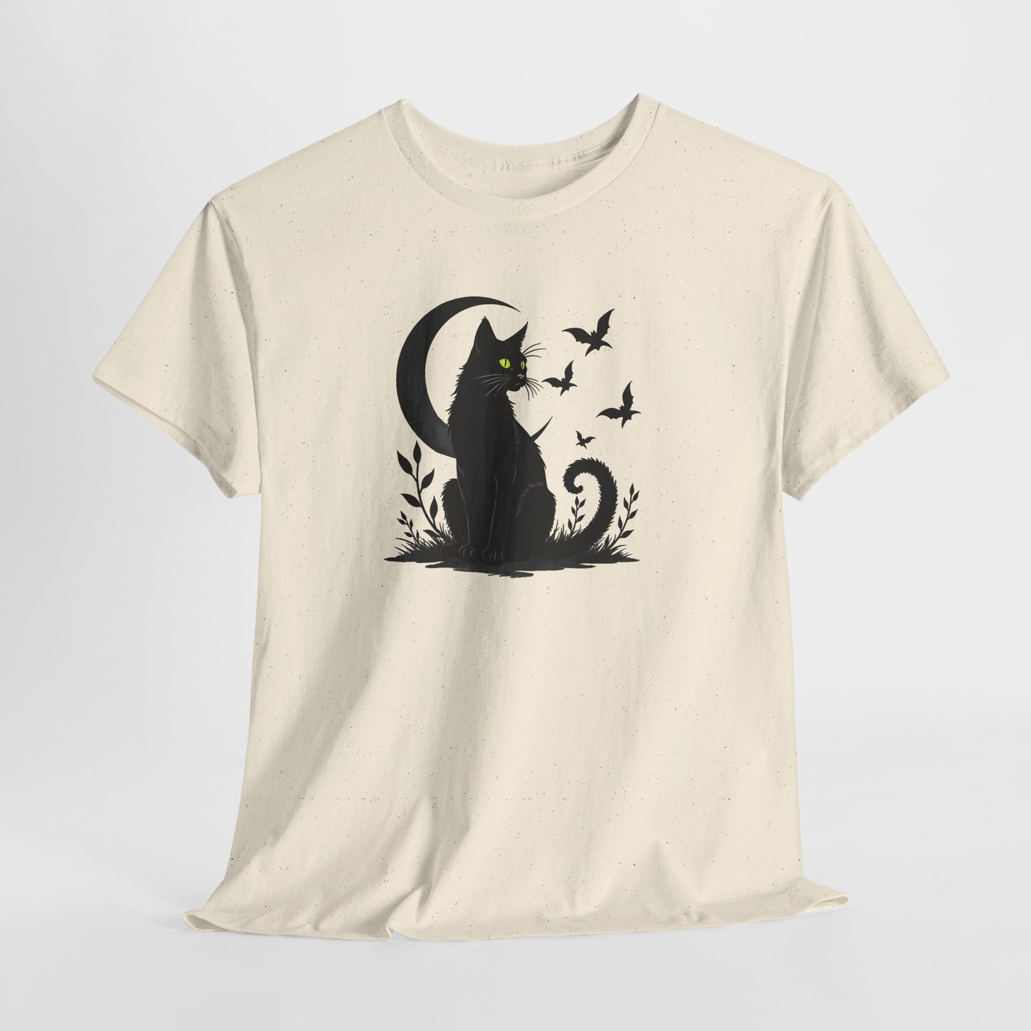 Black Cat Moon T‑Shirt — Gothic Cat Silhouette Tee