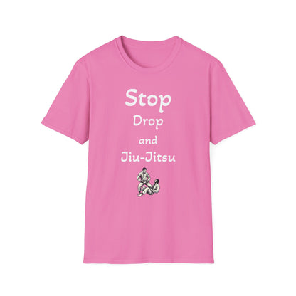 Stop, Drop, and Jiu-Jitsu, Unisex Softstyle T-Shirt - Psychonaut Swag