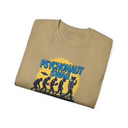 Psychonaut Evolution of Man Sunset, Unisex Tee, Retro Graphic T-Shirt, Music Festival Attire, Gift for Gamers, Casual Streetwear