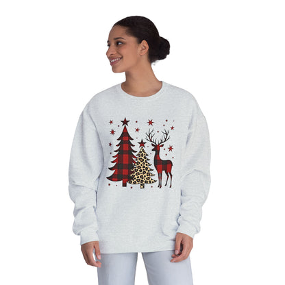 Christmas Buffalo Plaid Trees & Reindeer Crewneck Sweatshirt