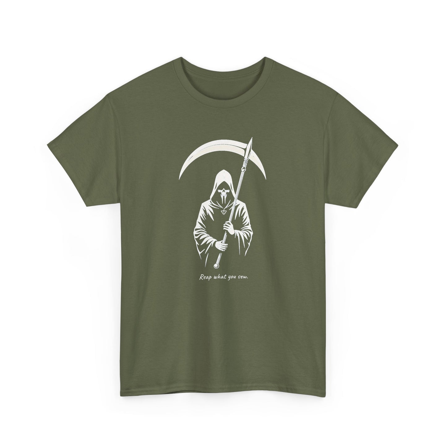 Grim Reaper Scythe T-Shirt — "Reap what you sew” Goth Graphic Tee