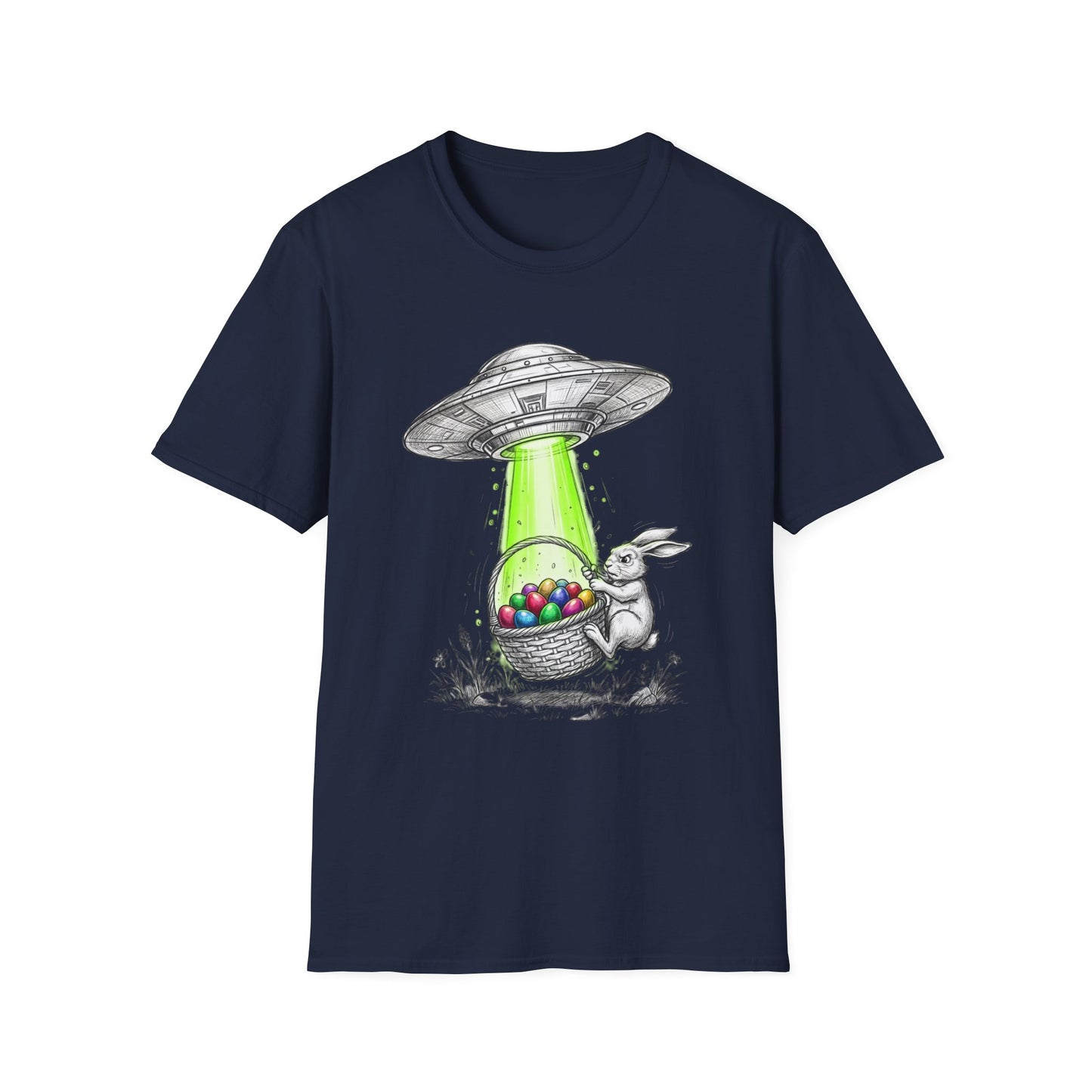Alien Abduction Easter Bunny T-Shirt — UFO Beaming Candy Design