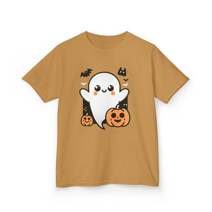 Kids Halloween Tee, Ghost Trick or Treat Top, Autumn Fun Apparel, Pumpkin Graphic Tee, Festive Kidswear