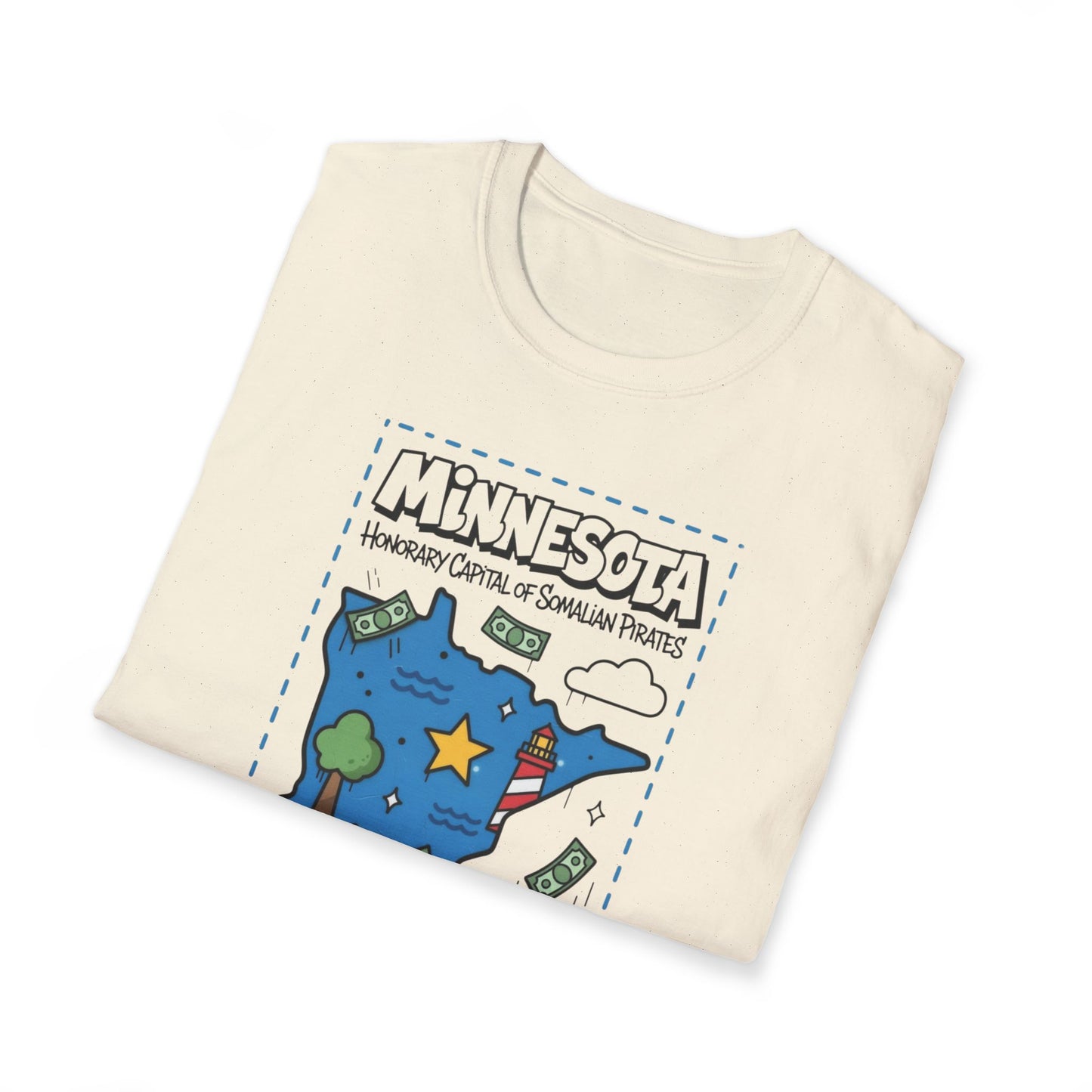 Minnesota Map of Piracy Graphic T-Shirt — Cute State Landmark Tee ("Minnesota")