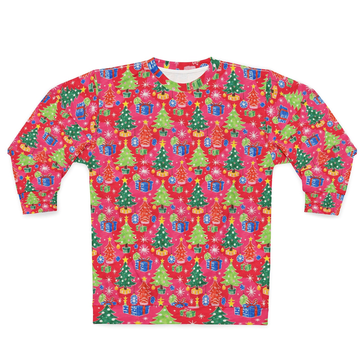 Christmas Tree Pattern Ugly Christmas Sweatshirt — Festive Holiday All-Over Print