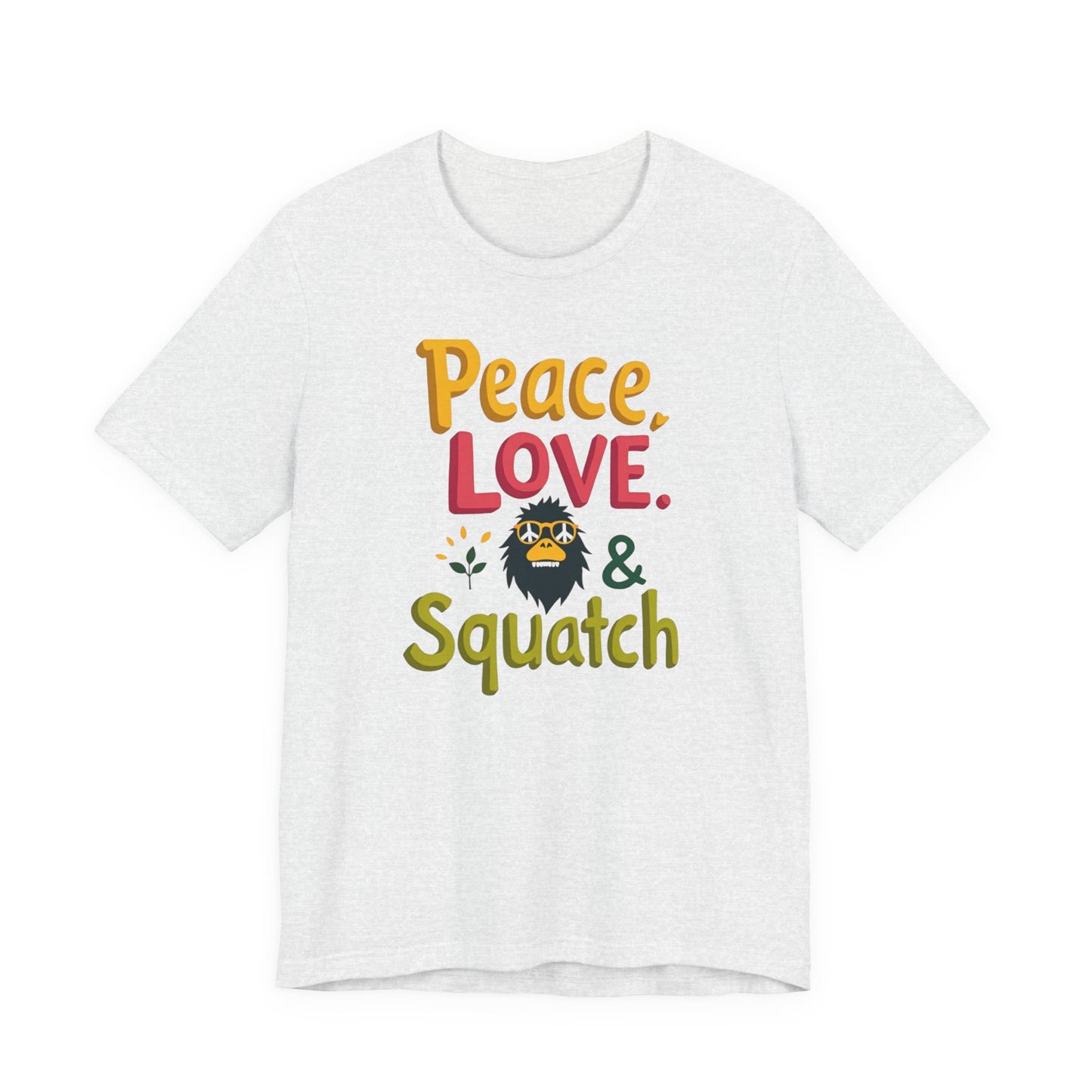 Peace, Love & Squatch T-Shirt — Retro Bigfoot Graphic Tee