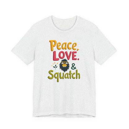 Peace, Love & Squatch T-Shirt — Retro Bigfoot Graphic Tee