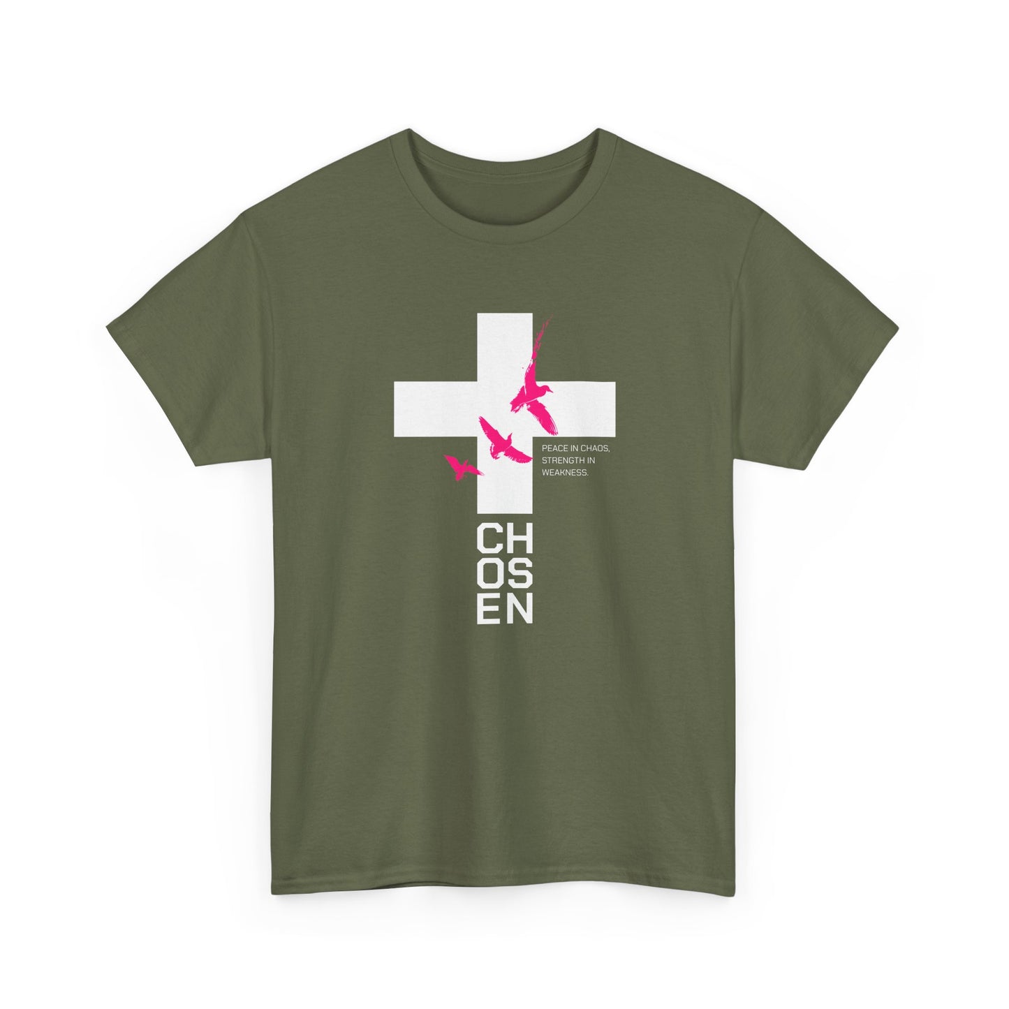 Chosen Cross T-Shirt — Bold Faith Graphic Tee with Pink Birds