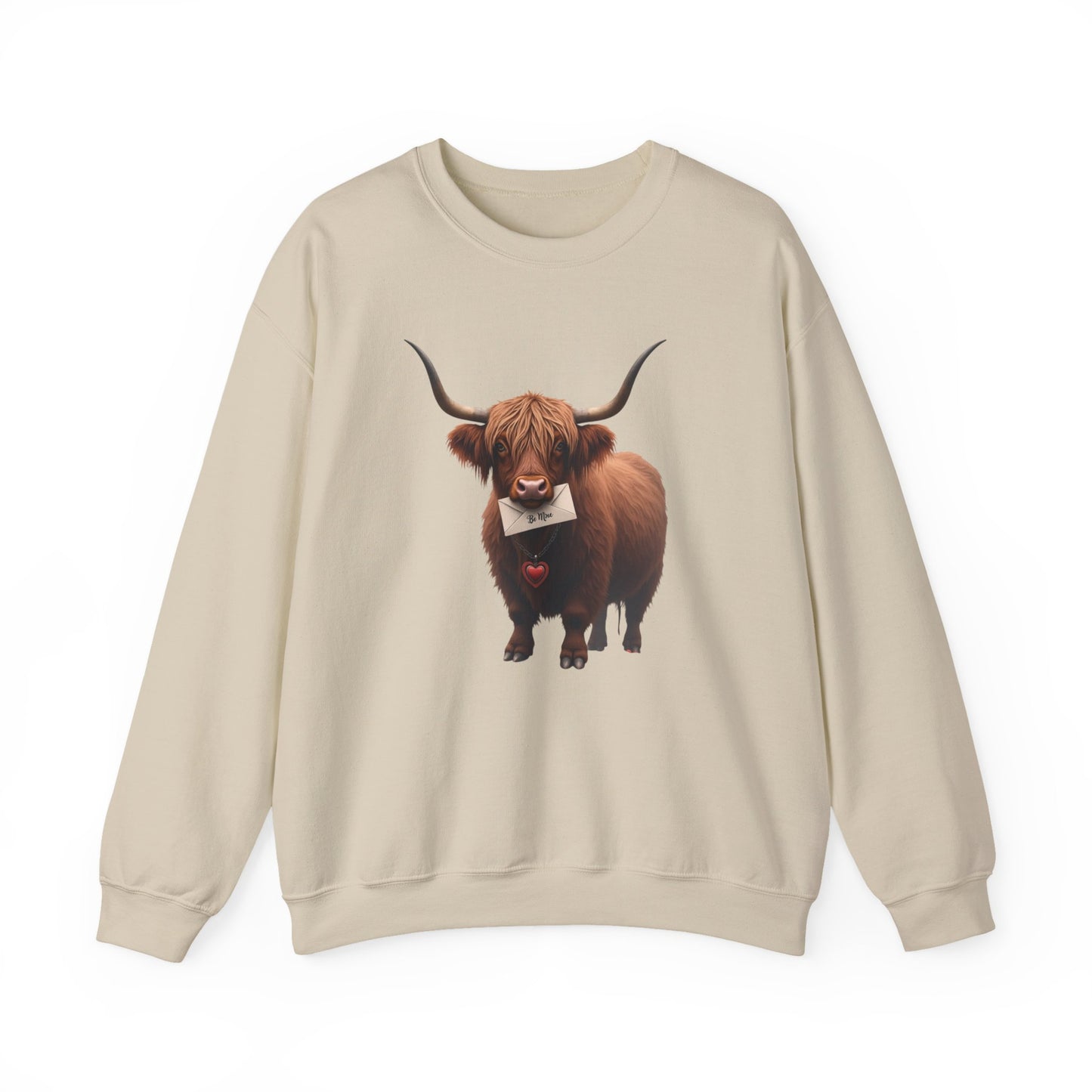 Highland Cow with Valentine, Unisex Heavy Blend™ Crewneck Sweatshirt
