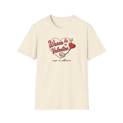 Valentine "Wanna Be My Valentine" T-Shirt - Cute Heart & Love Letter Tee